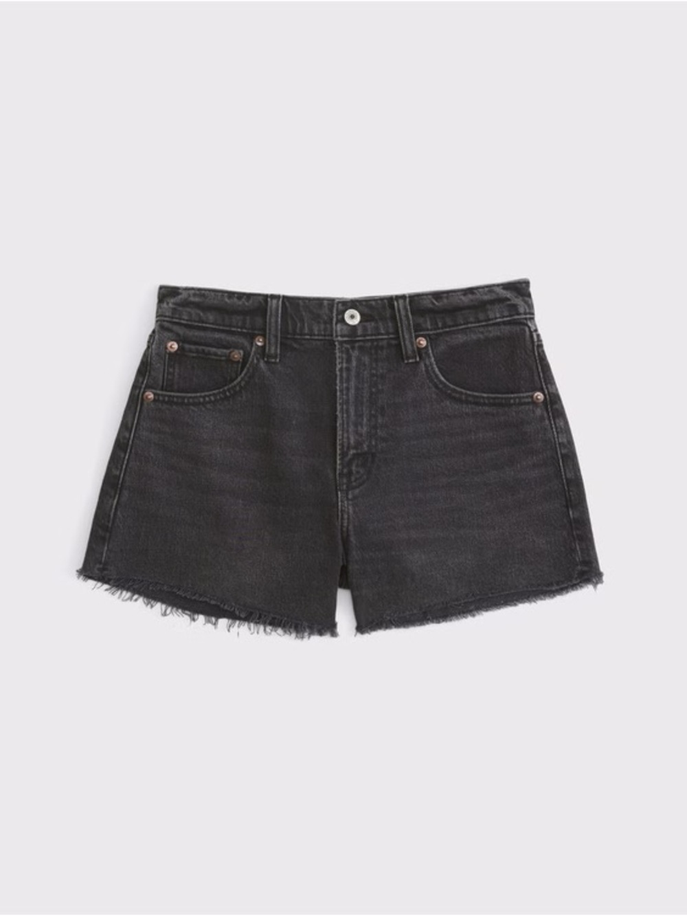 Abercrombie & Fitch The 90s Relaxed Cut Off Black Frayed Hem Denim Shorts